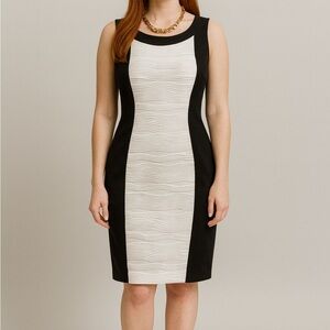 Calvin Klein Black and White Midi Dress